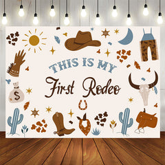 Aperturee - This Is My First Rodeo Cowboy Happy Birthday Backdrop