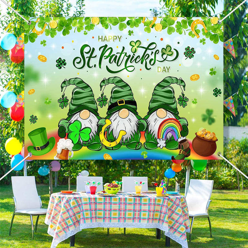 Aperturee - Three Gnomes Rainbow Bokeh St Patricks Day Backdrop