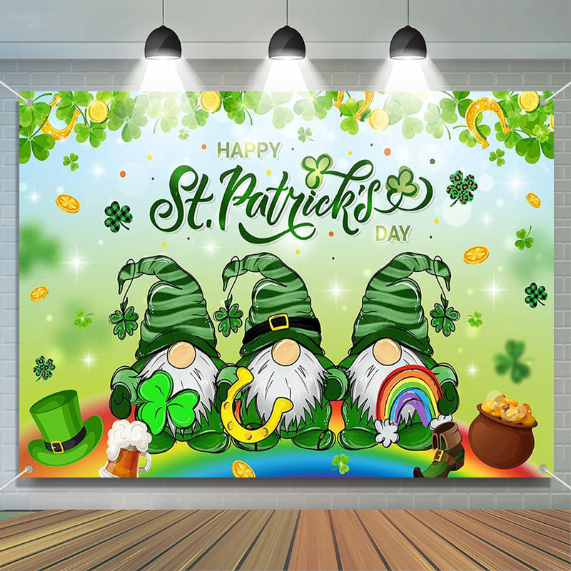 Aperturee - Three Gnomes Rainbow Bokeh St Patricks Day Backdrop