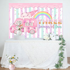 Aperturee - Three Scoops Of Fun Ice Cream 3rd Birthday Backdrop