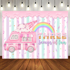 Aperturee - Three Scoops Of Fun Ice Cream 3rd Birthday Backdrop