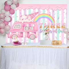 Aperturee - Three Scoops Of Fun Ice Cream 3rd Birthday Backdrop