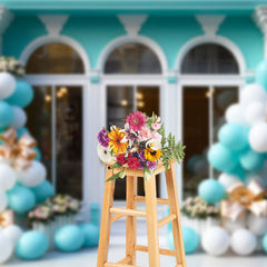 Aperturee - Tiffany Blue Arch Window Balloons Birthday Backdrop