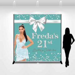 Aperturee - Tiffany Blue Bow Custom Photo 21st Birthday Backdrop