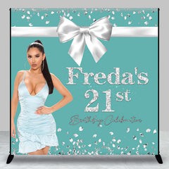 Aperturee - Tiffany Blue Bow Custom Photo 21st Birthday Backdrop