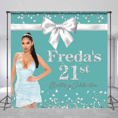 Aperturee - Tiffany Blue Bow Custom Photo 21st Birthday Backdrop