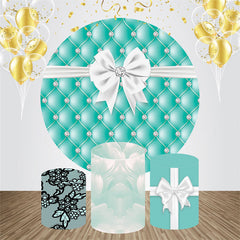 Aperturee - Tiffany Blue White Bow Circle Birthday Backdrop Kit