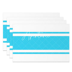 Aperturee - Tiffany Blue White Simple Dining Set Of 4 Placemats