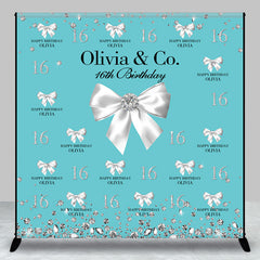 Aperturee - Tiffany Green Diamonds Custom Name Birthday Backdrop