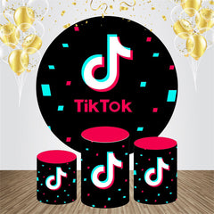 Aperturee - Tiktok Music Note Circle Backdrop Kit For Birthday