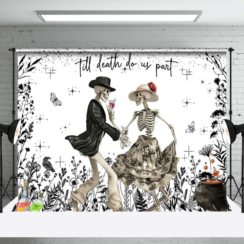 Aperturee - Till Death Do Us Part Skeleton Backdrop For Wedding