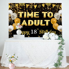 Aperturee - Time To Adult Gold Black Bokeh 18 Birthday Backdrop