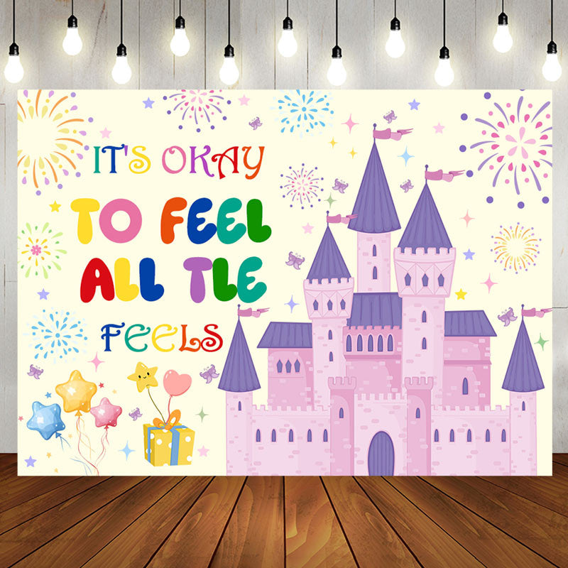 Aperturee - To Feel All The Feels Pink Castle Birthday Backdrop