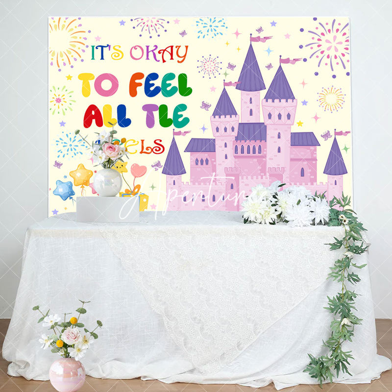 Aperturee - To Feel All The Feels Pink Castle Birthday Backdrop