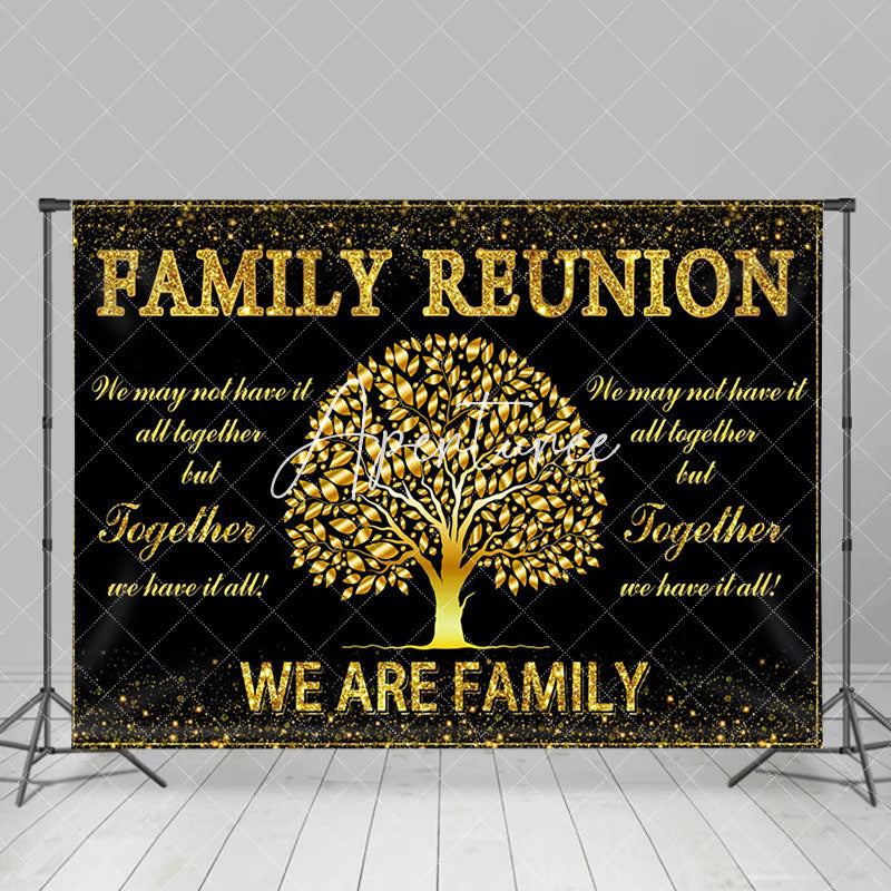 Aperturee - Together Gold Trees Leaves Family Reunion Backdrop