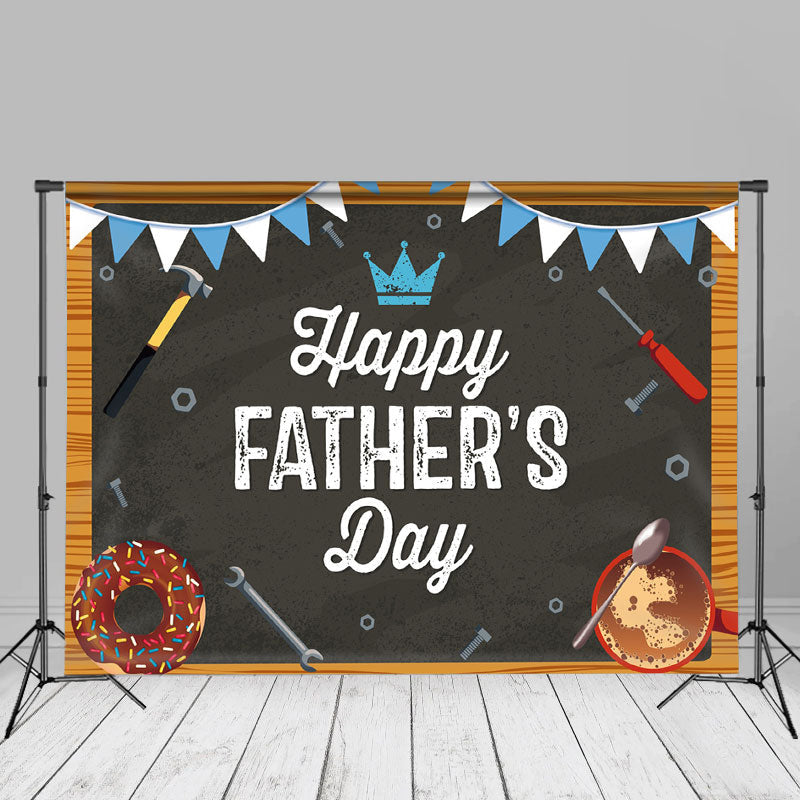 Aperturee - Tools Donut Coffee Happy Fathers Day Backdrop Decor