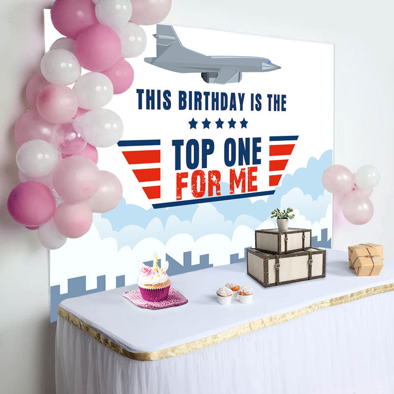 Aperturee - Top One For Me Plane 1st Birthday Backdrop For Boy