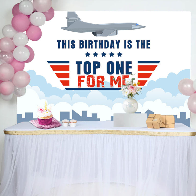 Aperturee - Top One For Me Plane 1st Birthday Backdrop For Boy