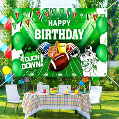 Aperturee - Touch Down Green Football Field Birthday Backdrop