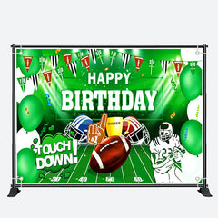 Aperturee - Touch Down Green Football Field Birthday Backdrop