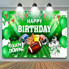 Aperturee - Touch Down Green Football Field Birthday Backdrop