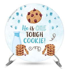 Aperturee Tough Cookie Light Blue Round 1st Birthday Backdrop