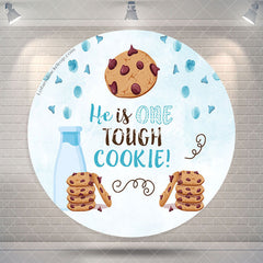 Aperturee Tough Cookie Light Blue Round 1st Birthday Backdrop