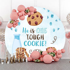 Aperturee Tough Cookie Light Blue Round 1st Birthday Backdrop