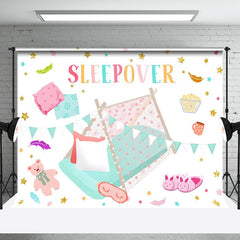 Aperturee - Toy Bear Tent Feather Stars Sleepover Party Backdrop