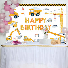 Aperturee - Toy Construction Truck Birthday Backdrop For Boy