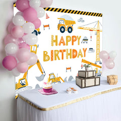 Aperturee - Toy Construction Truck Birthday Backdrop For Boy