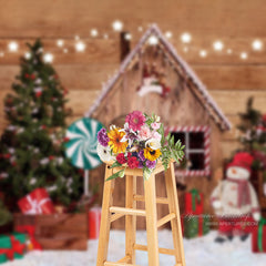 Aperturee - Toy Doll Gifts Wood Door And Window Chrismas Backdrop