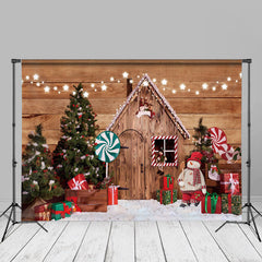 Aperturee - Toy Doll Gifts Wood Door And Window Chrismas Backdrop