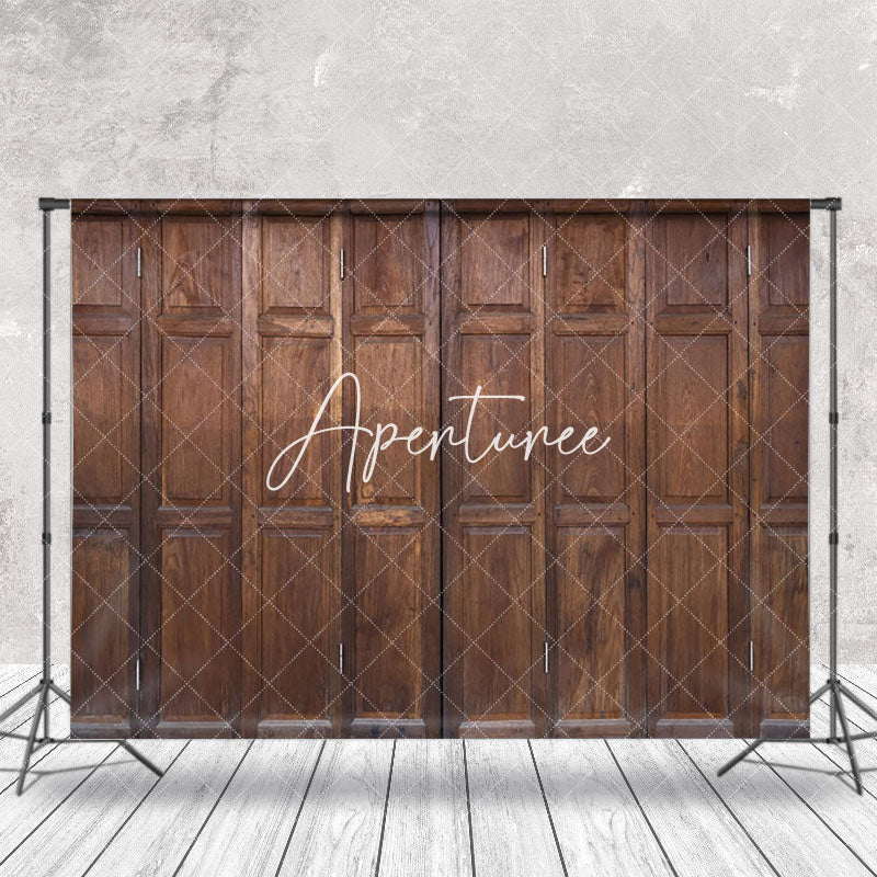 Aperturee - Traditional Brown Retro Wooden Door Photo Backdrop