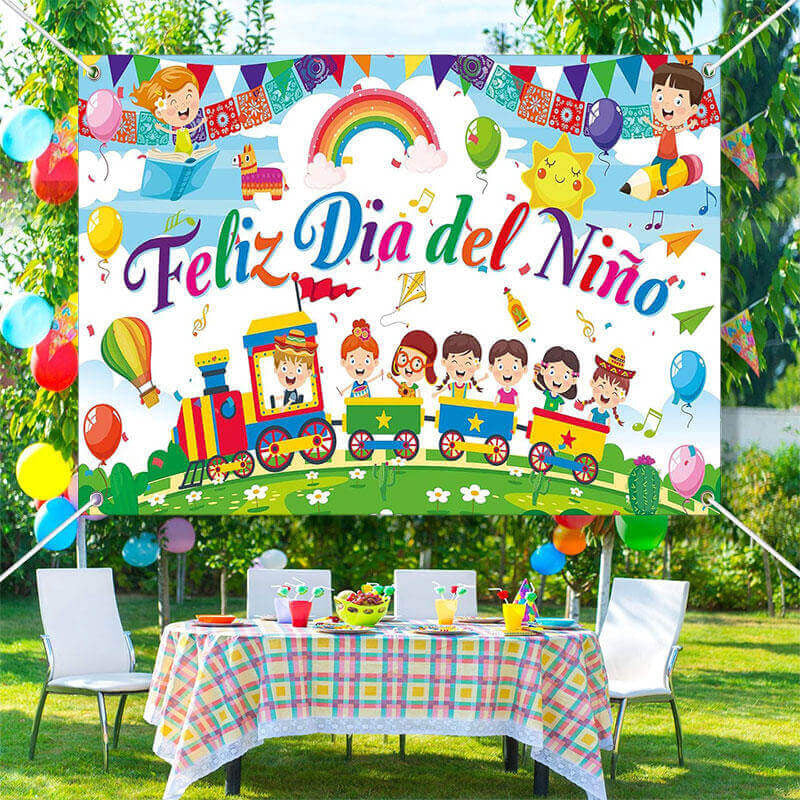 Aperturee - Train Feliz Dia Del Nino Children Day Backdrop