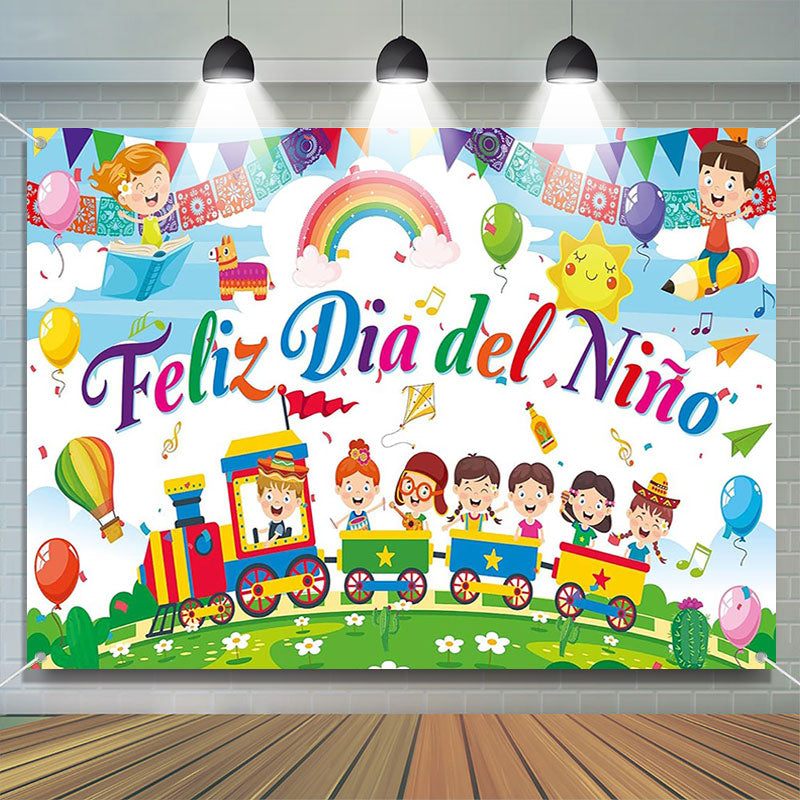 Aperturee - Train Feliz Dia Del Nino Children Day Backdrop