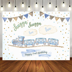 Aperturee - Train Happy 2nd Birthday Backdrop for Photoshoot