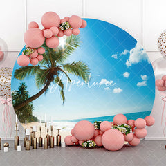 Aperturee - Tree Sunlight Hawaii Beach Round Birthday Backdrop