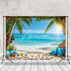 Aperturee - Trees Floral Sandy Beach Starfish Summer Backdrop