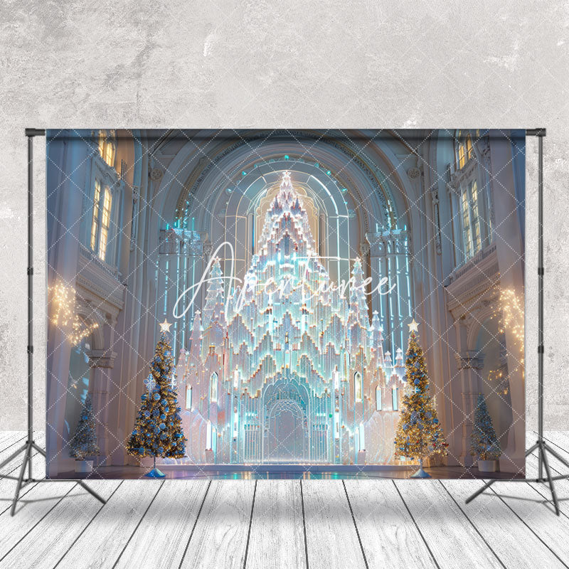 Aperturee - Trees Luxury Ice Palace Christmas Backdrop For Photo