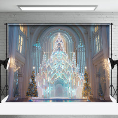 Aperturee - Trees Luxury Ice Palace Christmas Backdrop For Photo