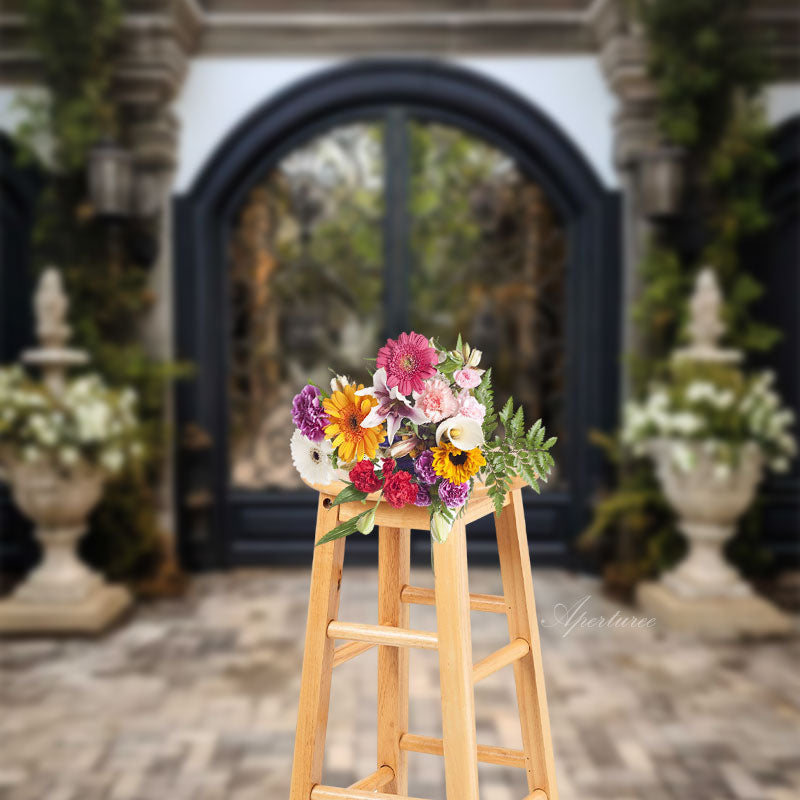 Aperturee - Trendy Iron Arch Door Bouquet Photography Backdrop