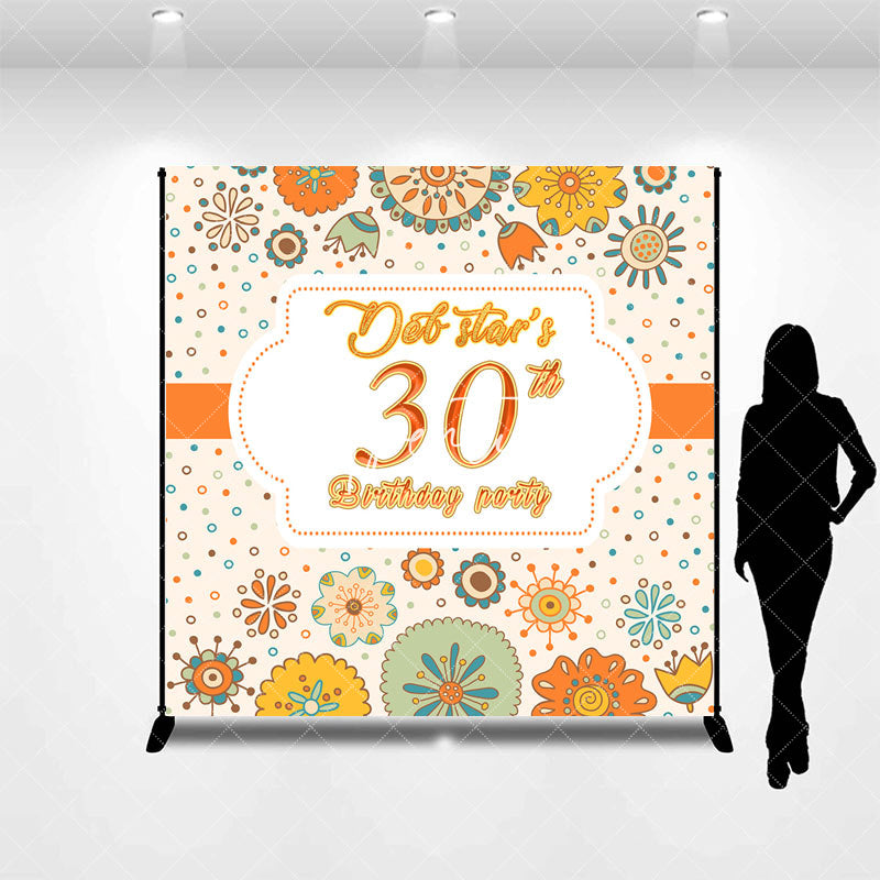 Aperturee - Tribal Floral Custom Name 30th Birthday Backdrop