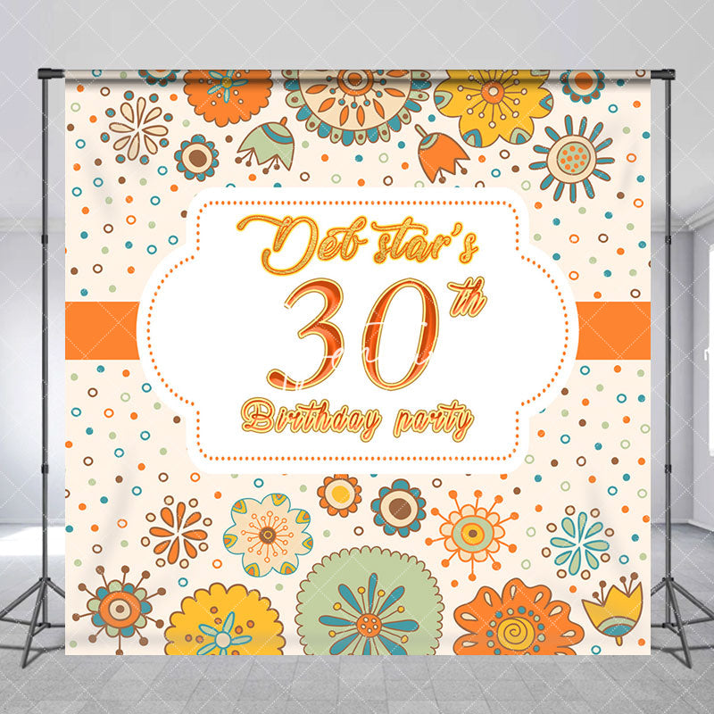 Aperturee - Tribal Floral Custom Name 30th Birthday Backdrop