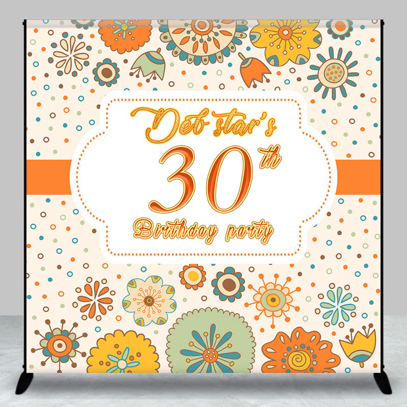 Aperturee - Tribal Floral Custom Name 30th Birthday Backdrop