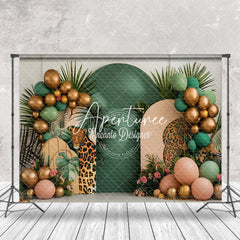 Aperturee - Tribal Plant Leopard Balloons Cake Smash Backdrop