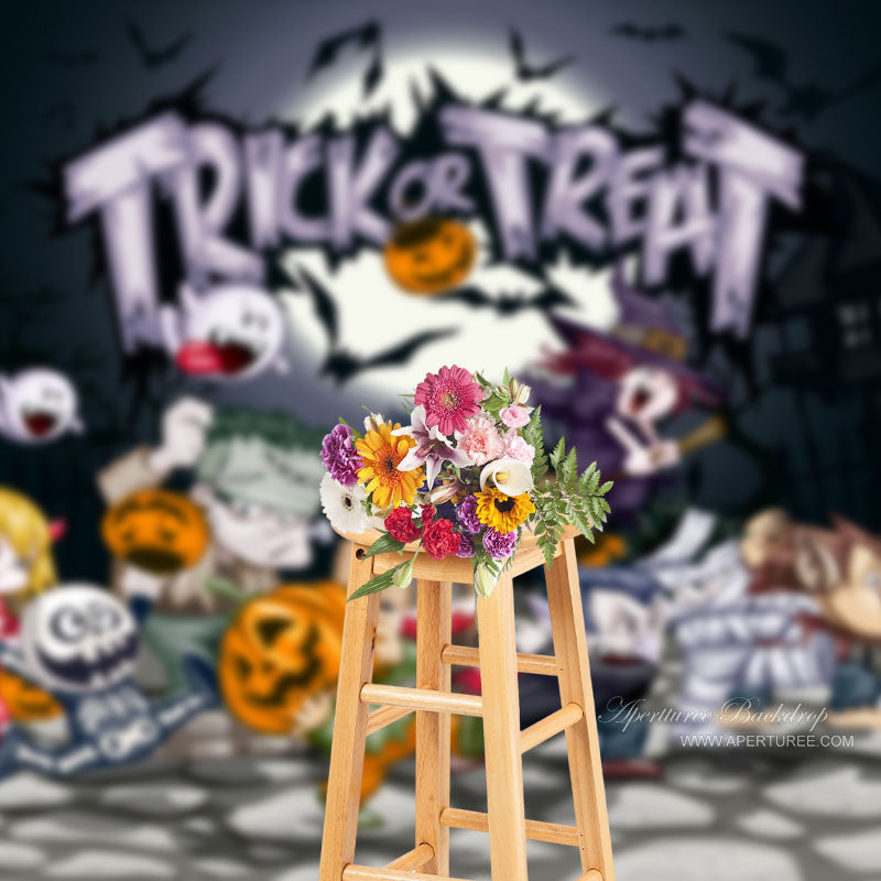 Aperturee - Trick Or Treat Halloween Night Boo Party Backdrop