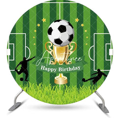 Aperturee - Trophy Football Field Grass Round Birthday Backdrop