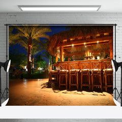 Aperturee - Tropical Bar Beach Summer Night Scenery Backdrop