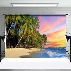 Aperturee - Tropical Coconut Trees Beach Sunset Summer Backdrop